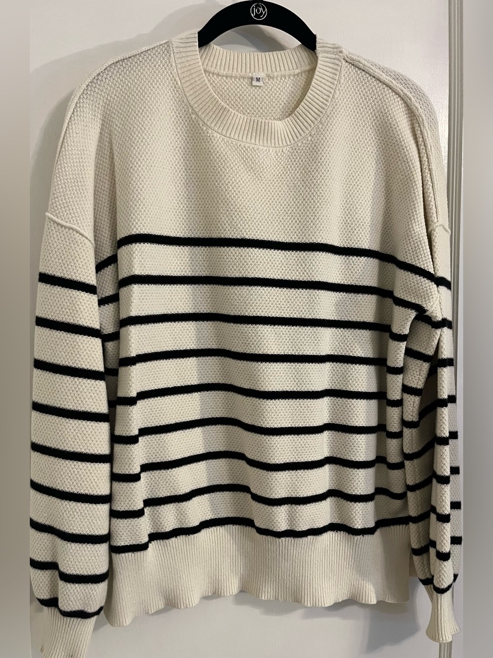 Amazon Cream Crewneck Sweater with Black Stripes - Picture 3 of 4